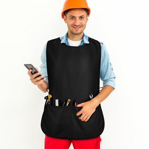 TFTAFAN Cobbler Apron Unisex Waterproof Apron with 2 Deep Pockets Art Smock for Painting Cleaning Artiest Apron work kitchen (12, Black)