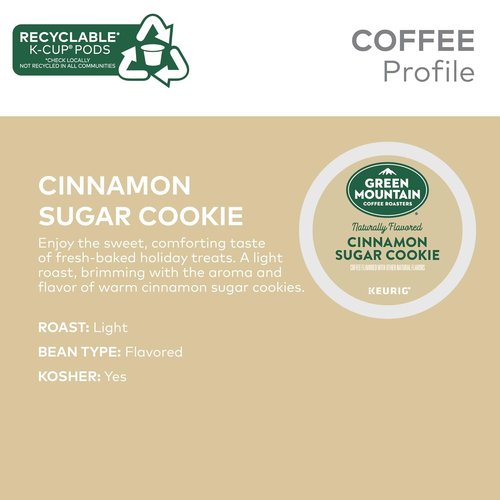 Green Mountain Coffee Roasters Cinnamon Sugar Cookie Coffee - 72 Keurig K-Cup Pods for Delicious Flavor