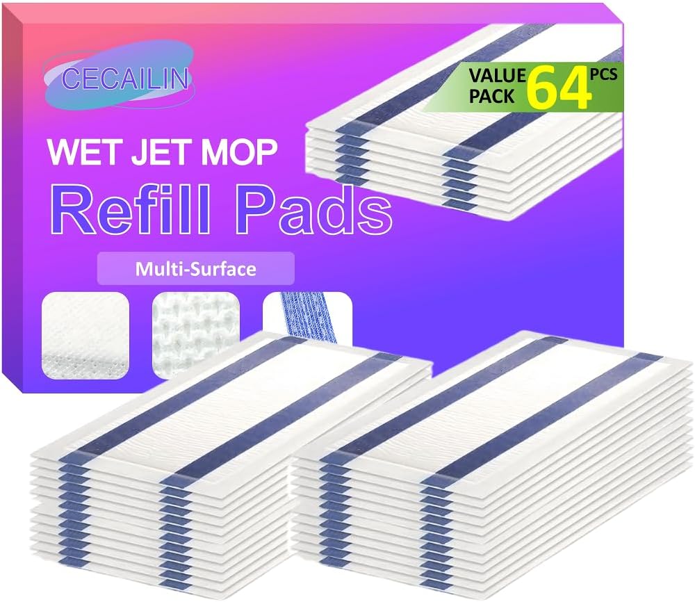 Skiennix Wet Jet Mop Refill Pads - Thickened Microfiber for Superior Absorbency | Multi-Surface Cleaning