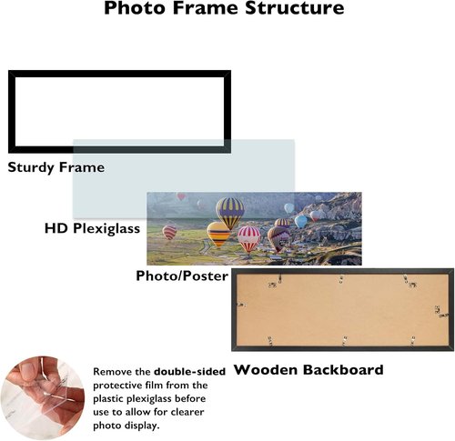 JCJMY 13.5x40 Black Picture Frame - Versatile Horizontal & Vertical Wall Gallery Display