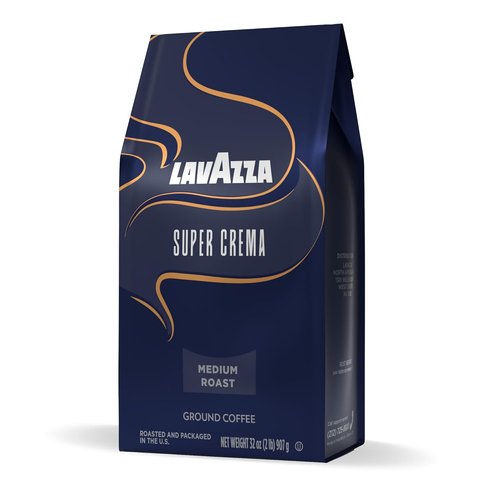Lavazza Super Crema Ground Coffee - Medium Roast Arabica & Robusta Blend, 32 oz Bag
