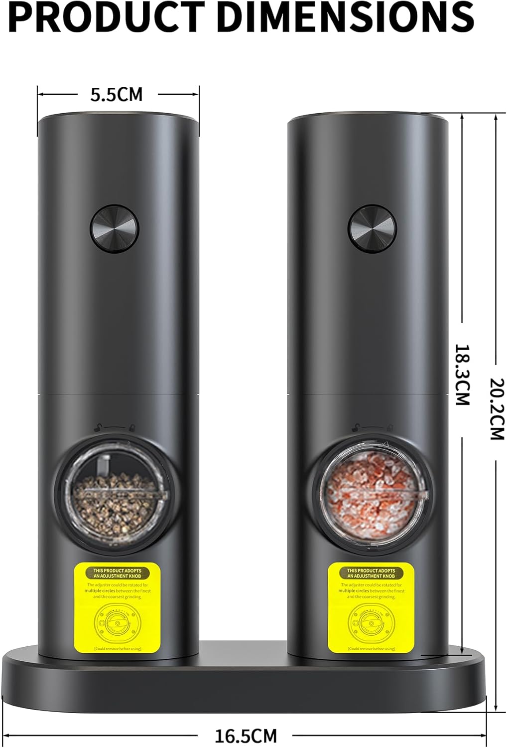 Skiennix Electric Salt and Pepper Grinder Set - Automatic Battery Mill with Adjustable Coarseness & LED | 2 Pack for Home Cooking & Gifts