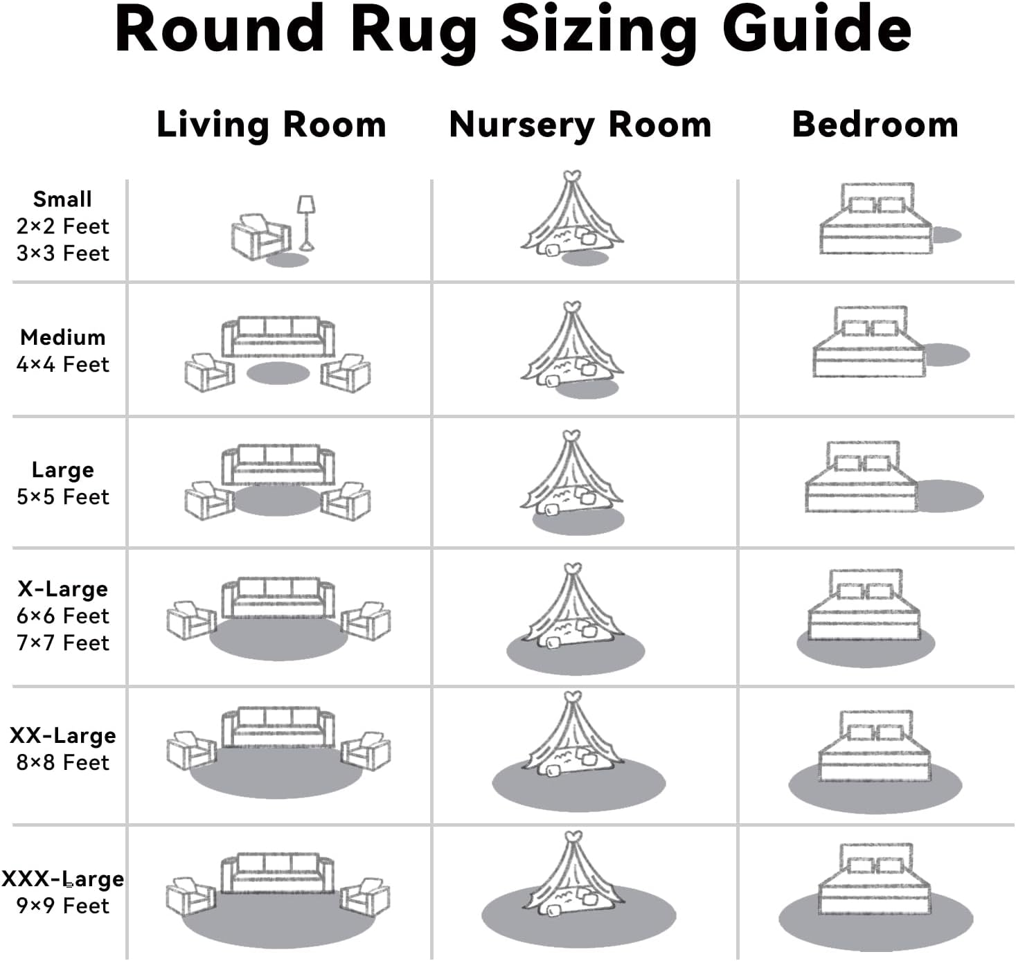 OLANLY Round Light Grey Area Rug - Soft, Machine Washable 5 ft Shaggy Carpet for Bedroom & Living Room