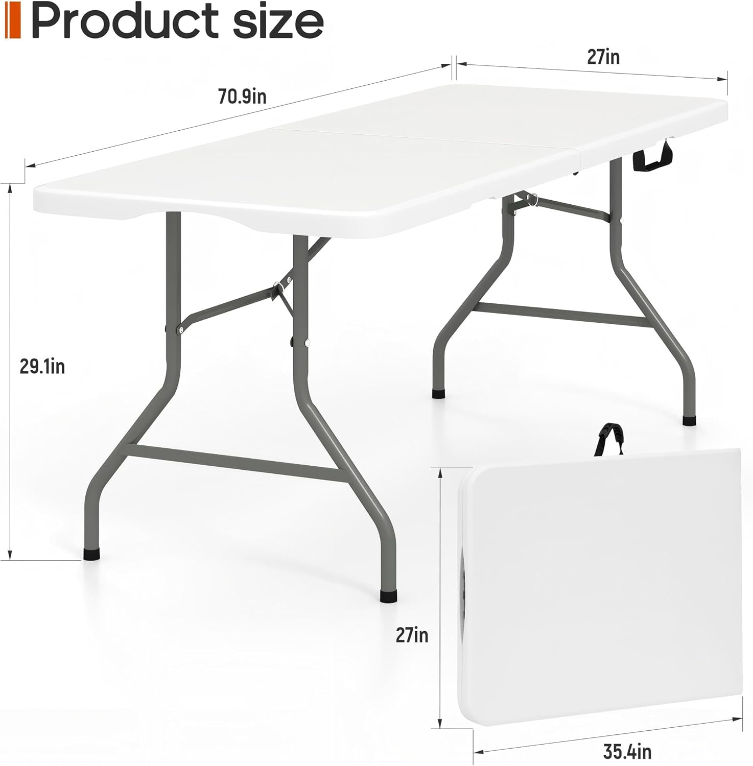 Skiennix Folding Table - 6FT Heavy Duty Waterproof Design | Portable & Foldable with Handle, 350 LBS Capacity