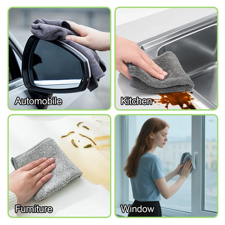 Microfiber Cleaning Cloths - 3 Pack, 11.4" x 11.4" for Home & Car