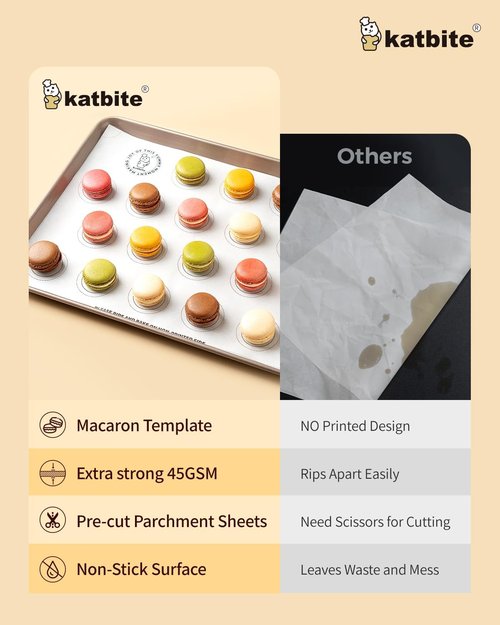 Katbite Macaron Parchment Sheets - Non-Stick Baking Stencil, 12x16 In, Heavy Duty & Pre-Cut