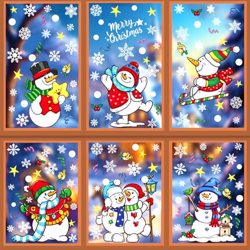 147 Pcs Christmas Window Clings - Snowflake Decorations for Holiday Decor