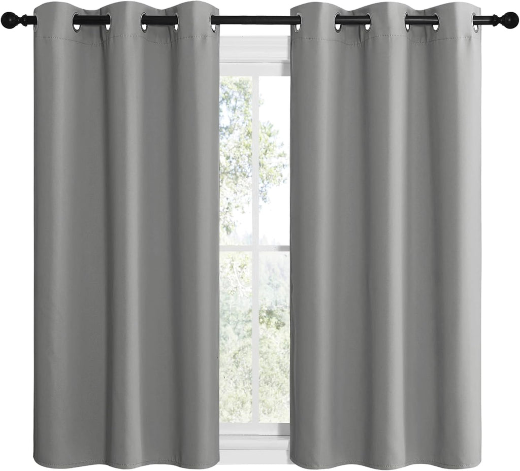 NICETOWN Silver Grey Thermal Insulated Blackout Curtains - Kids' Nursery Drapes (2 Panels, W42 x L48-Inch)
