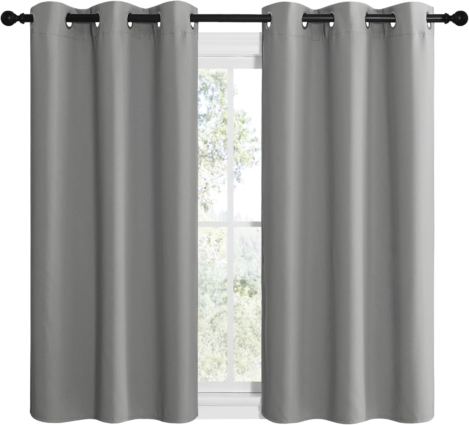 NICETOWN Silver Grey Thermal Insulated Blackout Curtains - Kids' Nursery Drapes (2 Panels, W42 x L48-Inch)