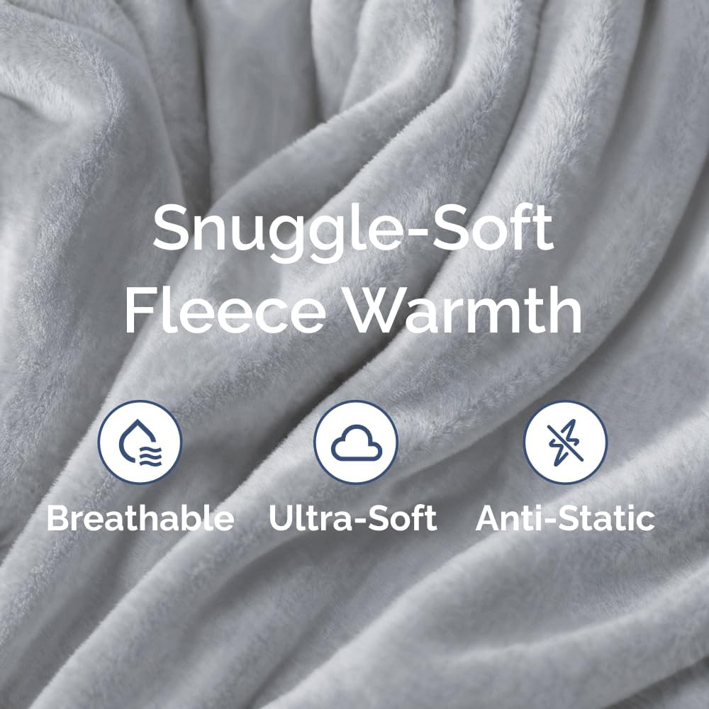 Ultra Soft Fleece Blanket | Queen Size Flannel Luxury - Lightweight, Warm & Breathable Grey Bedding