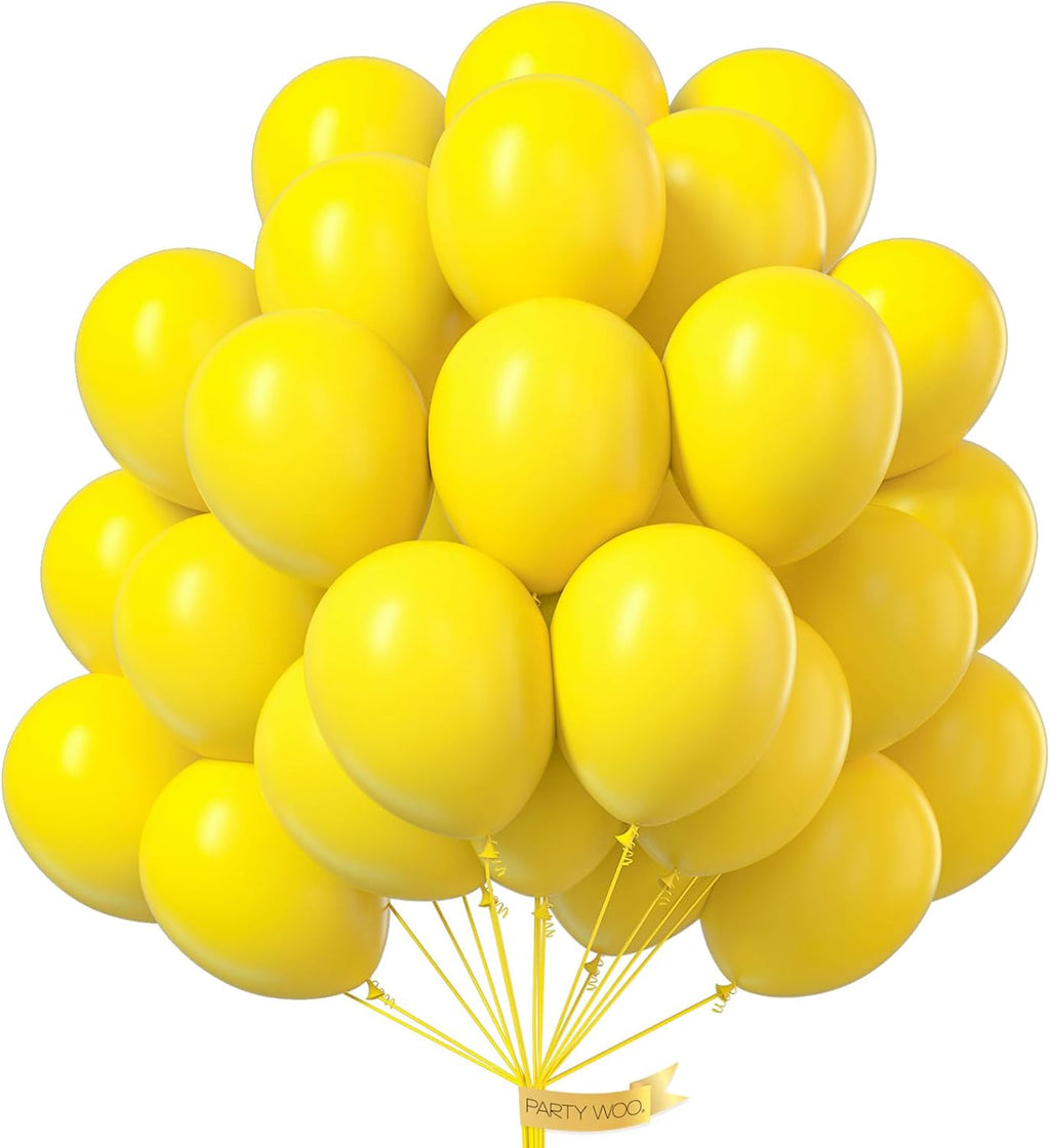PartyWoo Yellow Balloons - 100pcs 12 Inch Latex Helium Balloons for Birthday & Baby Showers
