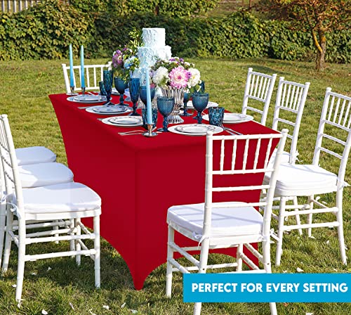 Utopia Kitchen 6ft Spandex Rectangular Table Cloth - Red Stretch Cover