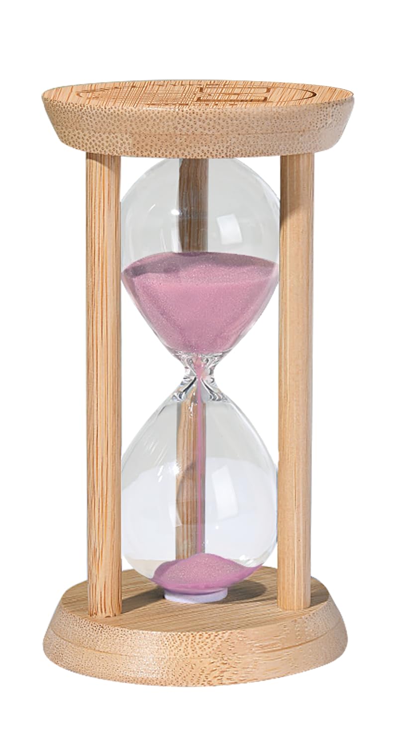 Wood Sand Timer,2 Minute Hourglass,Mini Bamboo Sandglass Timer 2 Min,Unbreakable Sand Clock for Toothbrush Timer,Game,Gift,Pink