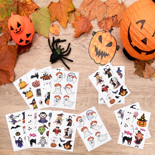 Moncinday Halloween Temporary Tattoos 24 Sheets Waterproof Fake Tattoos for Party Favors