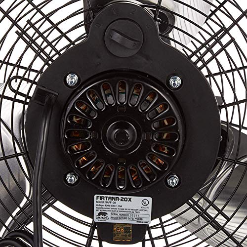 B-Air Firtana 20" High Velocity Electric Garage Floor Fan for Industrial and Home Use with 3-Speeds and Tilt Adjustable Fan Head, SAFF-20, Black