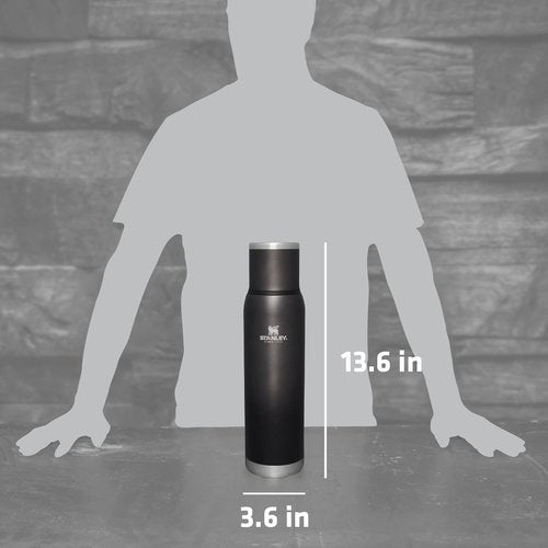 Stanley Adventure-To-Go Vacuum Bottle 1.4 qt | Wide Mouth with Leakproof Cup Lid | Keep Drinks Hot or Cold | Packable for Travel | Insulated Stainless Steel Thermal Bottle | BPA-Free | Charcoal Glow