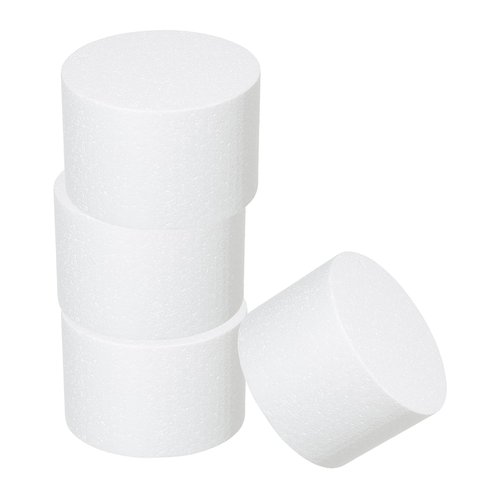 Crafare 6x4 Inch Foam Dummy Cake Round for Crafts 4pcs 6 Inch Round Cake Dummy Discs for Cake DIY Projects Wedding Holiday Christmas Crafts Making and School Modeling, white