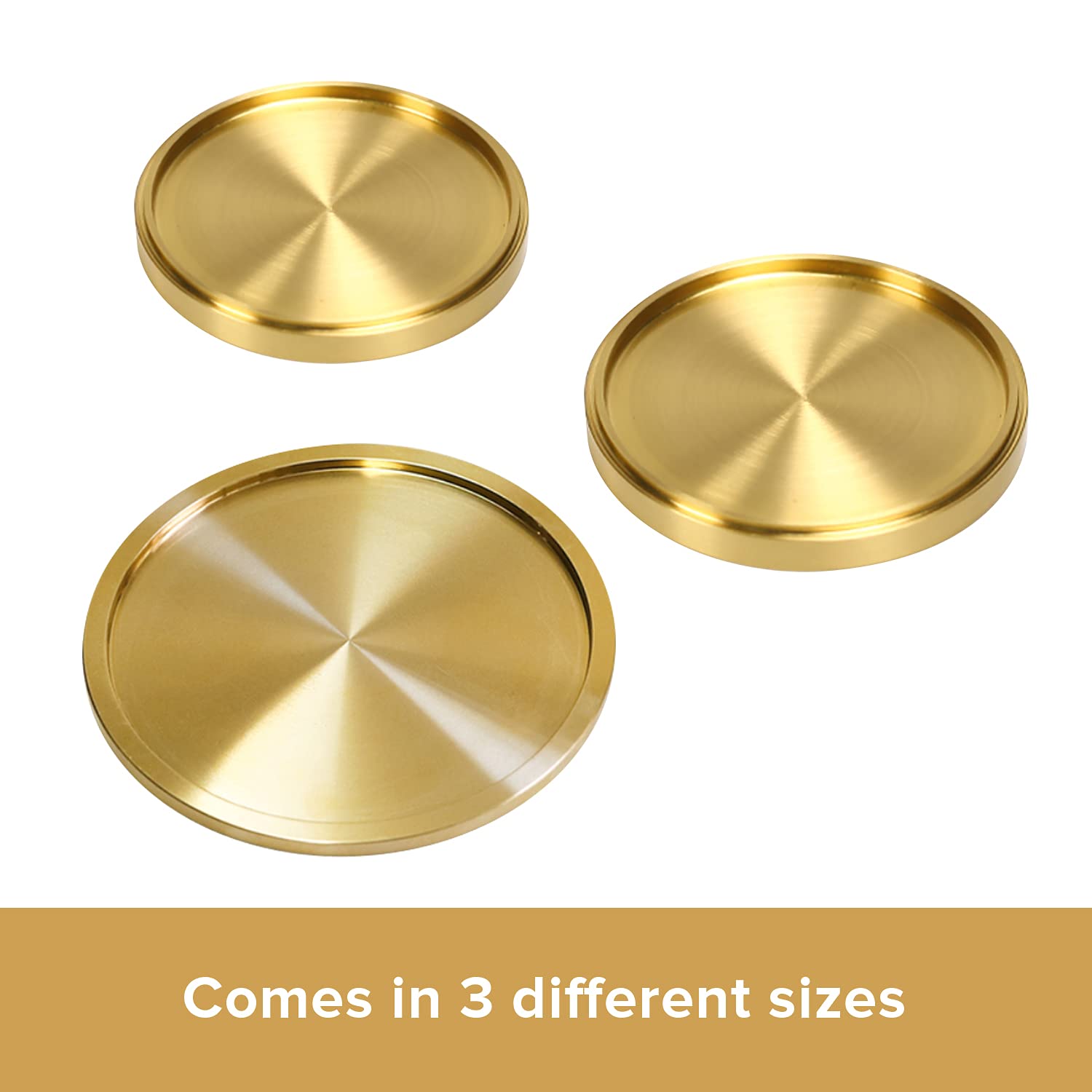 Heavy Brass Coasters for Drinks (6-Pack) - Solid Bronze Gold Coasters - Classy MCM Style Premium Coaster Set - 5 Star Hotel Table & Bar - Board Room Elegant Copper Cup Holder - L