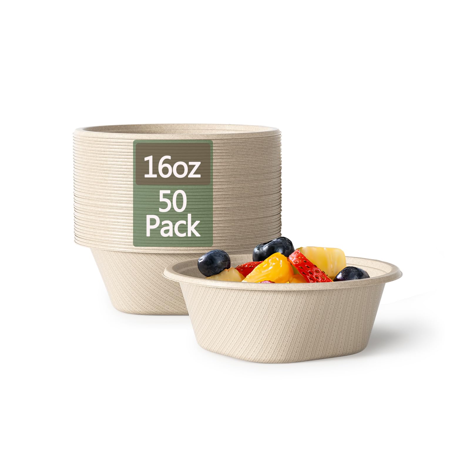Homestockplus 30 oz Rectangle Paper Bowls 50 Pack Compostable Disposable Bowls for Party, Heavy Duty Large Disposable Serving Bowls for Tacos, Salads, Burrito, Pasta, Snacks, and Baked Potatos