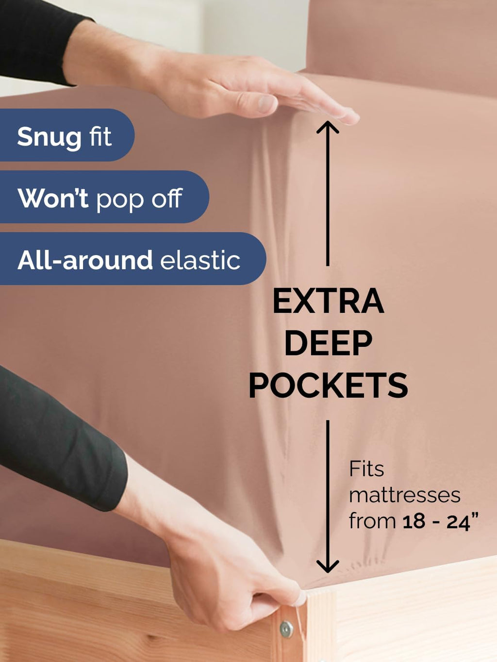Skiennix Extra Deep King Sheet Set - 6 Piece Cooling & Breathable Bedding - Soft, Wrinkle-Free Mauve
