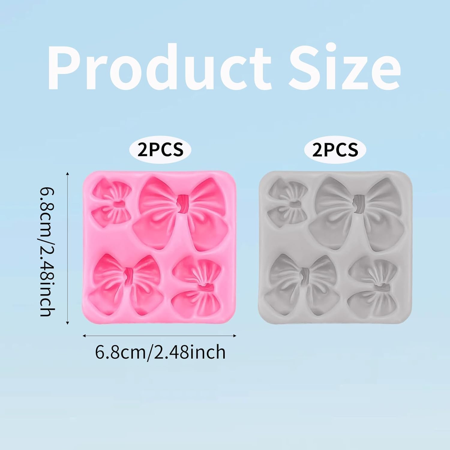 Skiennix Silicone Bow Molds - 4-Piece Set for Cakes, Cupcakes, Chocolate & Resin Crafts - Pink & Gray