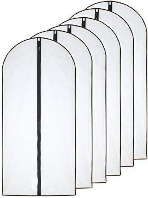 HomeClean Garment Bag Set - 6 Plastic Zipper Bags for Hanging Clothes | 24'' x 40'', Black