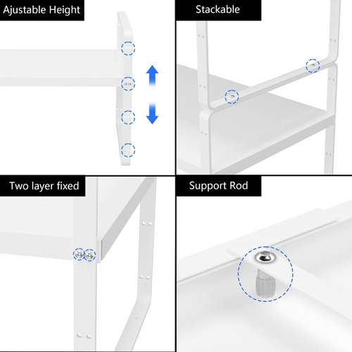 SANNO Expandable Cabinet Shelf Organizer,Spice Rack Adjust Height Large Kitchen Cupboard Organizer Stackable Counter Shelf Expandable Shelves, Counter Pantry, White,3 Pack