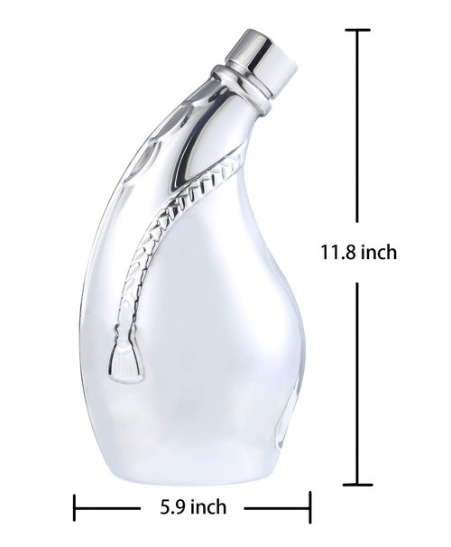 TOX TANEAXON 53 oz Bear Pattern Horn Shape Large Capacity Whiskey Hip Flasks for Liquor with Removable Holster