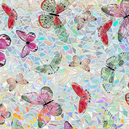 ADD.HERES Laser Butterfly Rainbow Window Privacy Film 17.5" x 78.7"