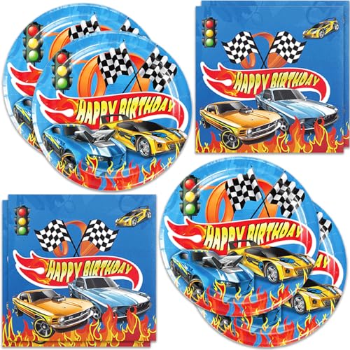 40 Pcs Car Theme Party Supplies Set - Plates & Napkins