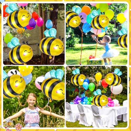 Bee Foil Balloons - 10 Pack Large Mylar Bee Decorations for Parties