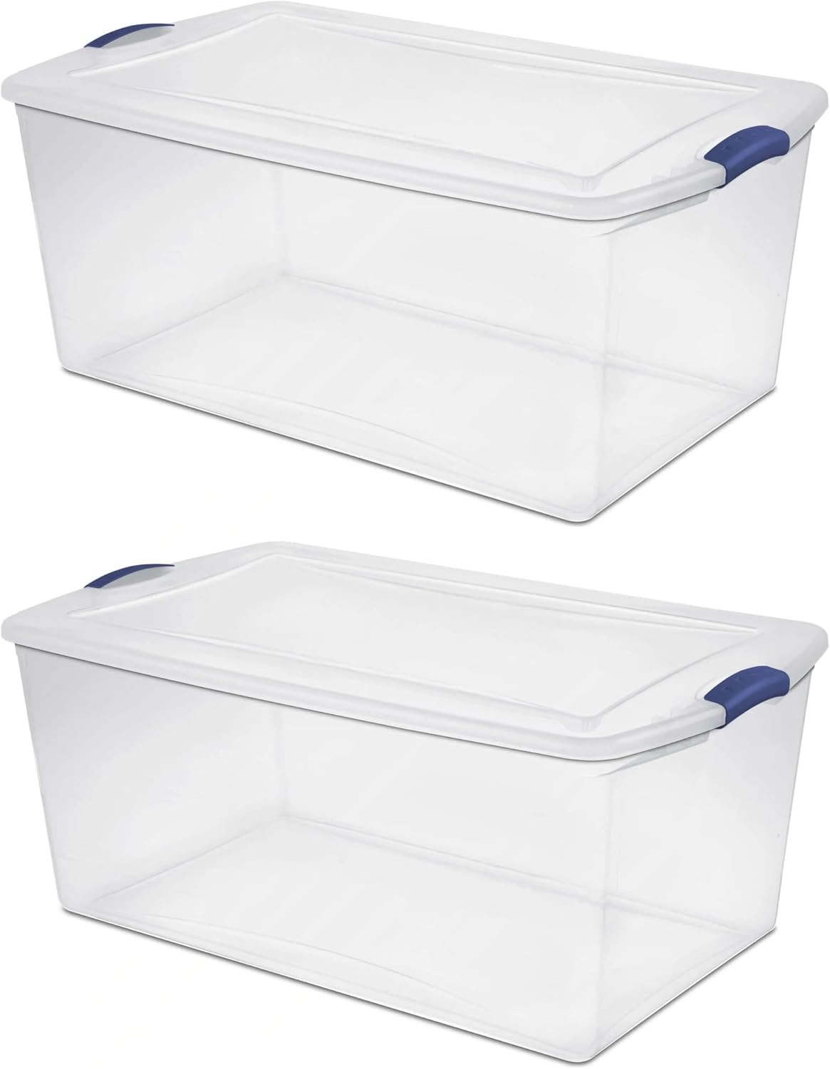 Regine Switzerland 105 QT Transparent Storage Box - Stackable with Blue Lock Mechanism | Ideal for Household & Seasonal Items