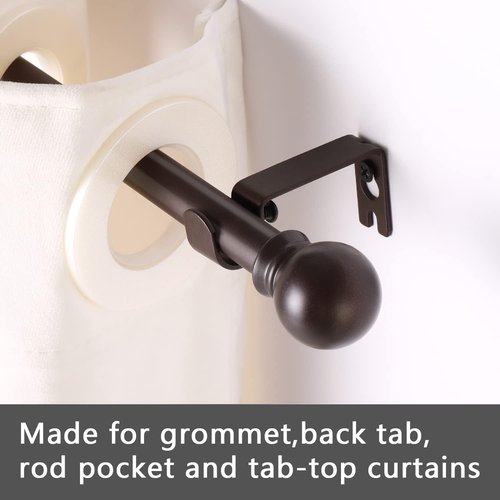 GXOACKJ Decorative Curtain Rods - Heavy Duty Metal, 32-48 Inch, Brown Finish with Brackets