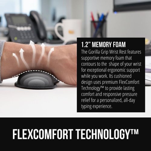 GORILLA GRIP Silky Memory Foam Wrist Rest - Ergonomic Keyboard & Mouse Support, Black | 2-Piece Set