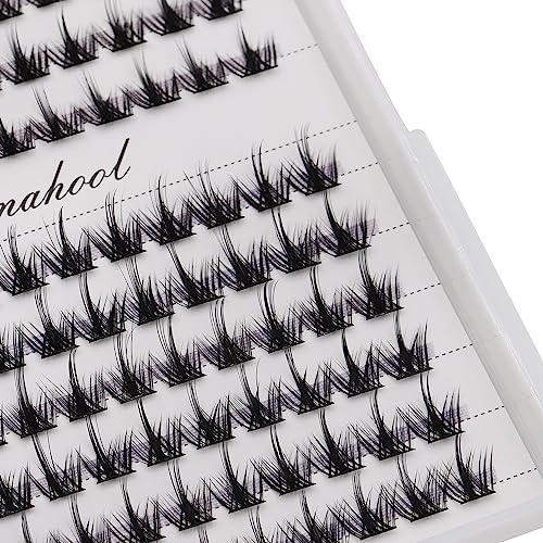 Hannahool Wide Stem Individual False Eyelashes Mixed Tray Dramatic Black Cluster Lashes