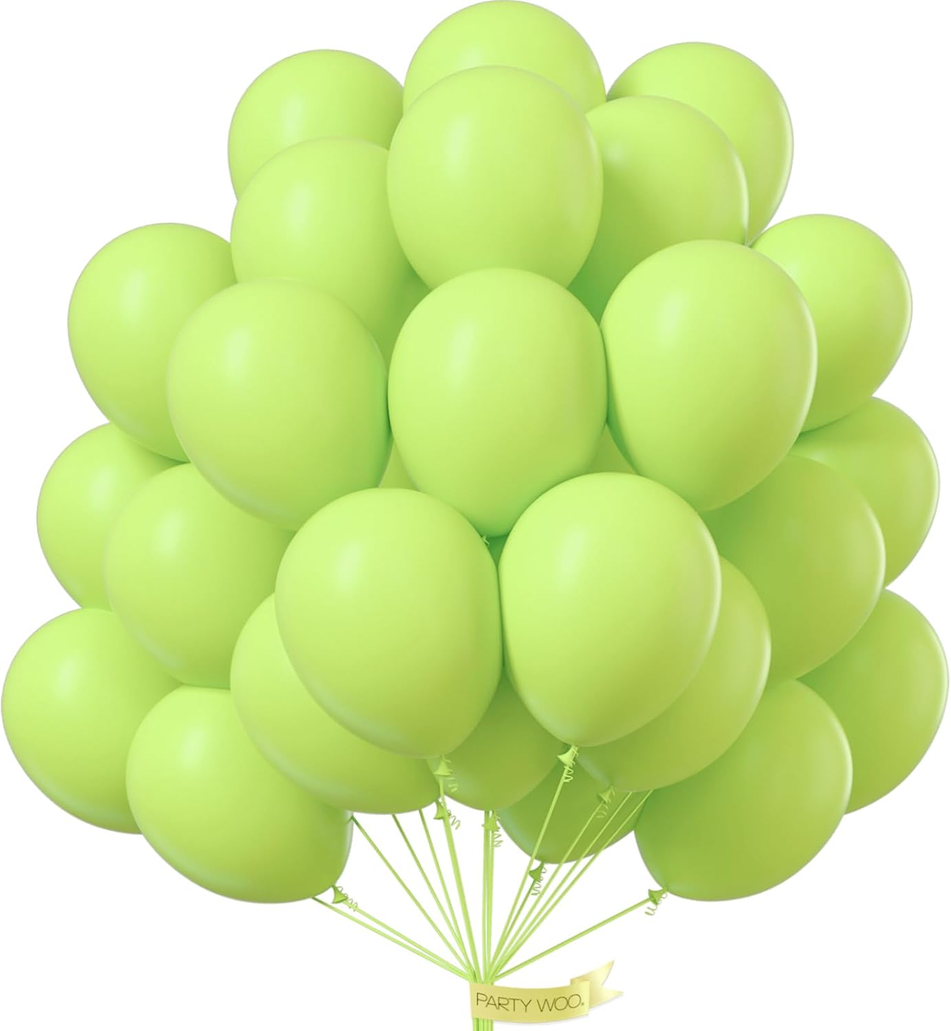 PartyWoo Lime Green Balloons - 100pcs 12 Inch Light Green Latex Helium Balloons for Celebrations