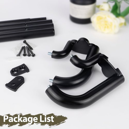 Double Curtain Rods 32 to 58 Inches, HOTOZON Blackout Double Curtain Rods for Windows 20 to 54 Inches (1.6-4.5 ft), 6/8 Inches Wrap Around Room Darkening Telescoping Drapery Rod, Black