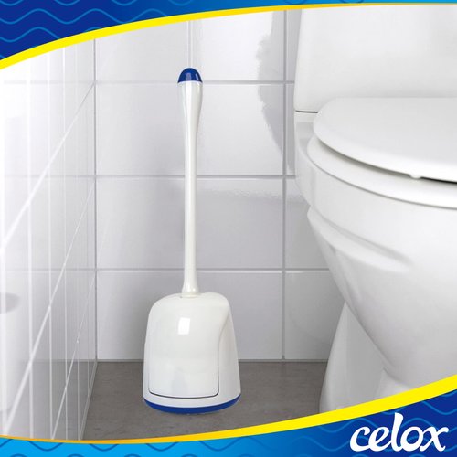 CELOX Toilet Bowl Brush and Holder, Compact Toilet Brush with Breathable Ventilation Stand Base, Bathroom Cleaning Kit, White, 2 Set