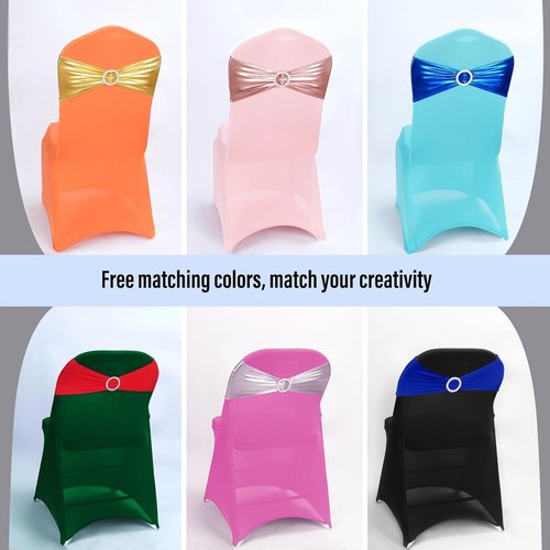 LEBENGURU Royal Blue Spandex Chair Sashes - 30pcs Premium Stretch Bows with Buckle Slider for Weddings & Events