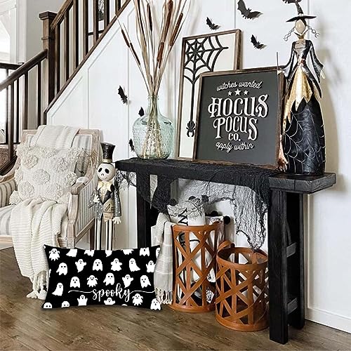 PANDICORN Halloween Throw Pillow Cover 12x20 Inch Spooky Ghost