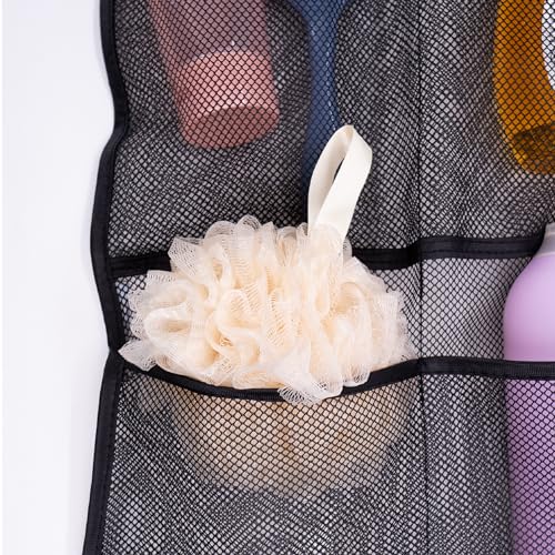 S&T INC. Hanging Shower Caddy Organizer, 2 Pack, 14" x 30", Black