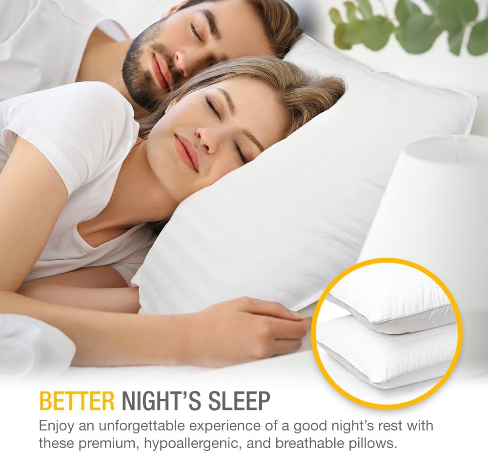 Premium Gel Pillow - Luxury Plush Soft Bed Pillows for Home & Hotel | Standard Size White, Pack of 2