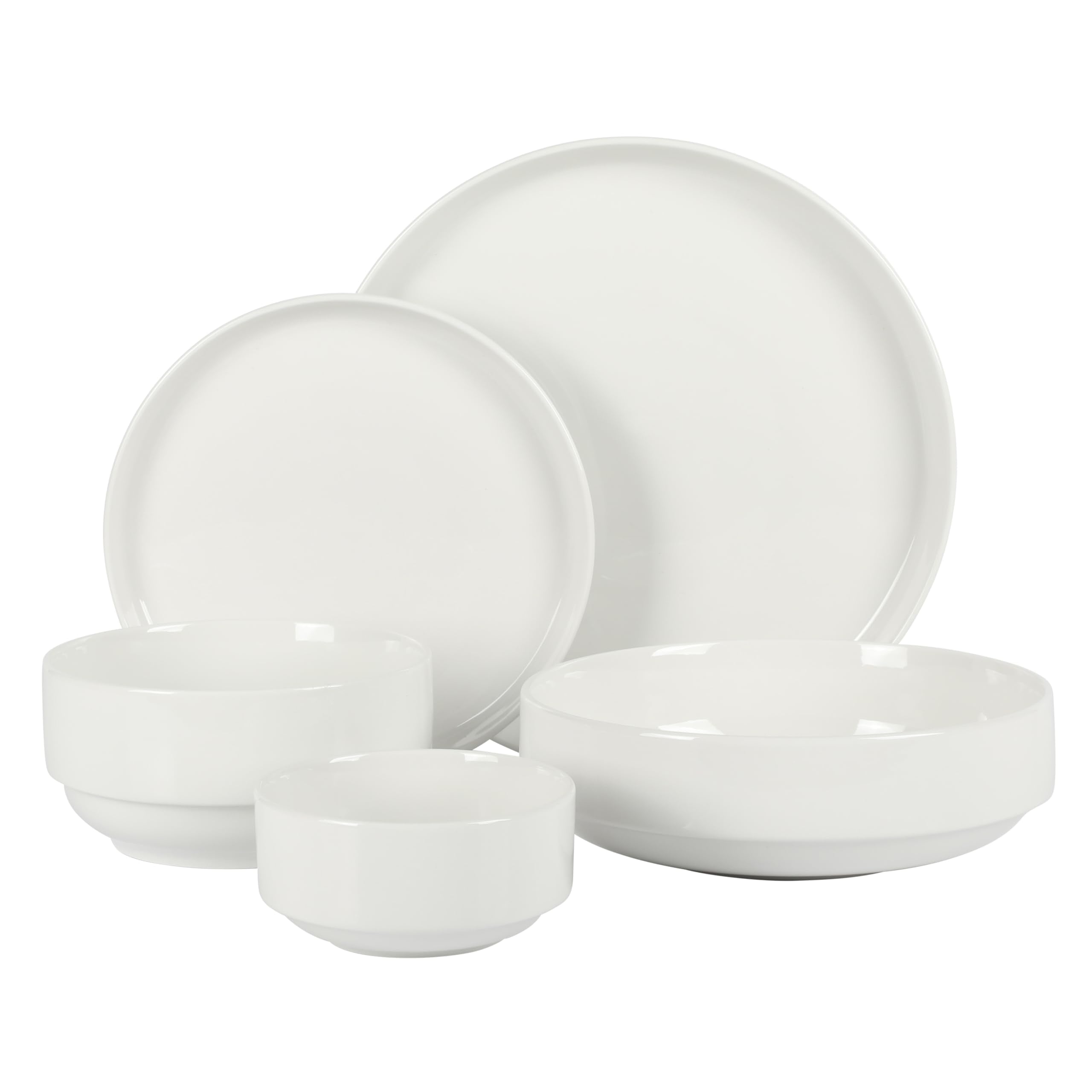 Gibson Home Rothernberg 40-Piece White Porcelain Dinnerware Set – Service for 8, Stackable Plates and Bowls, Durable Kitchen Dinner Set