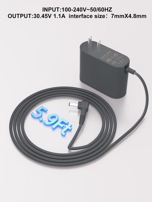 Tinkon 30.45V Vacuum Charger Compatible with Dyson V10, V11, V12, V15, SV12, SV14, SV16, SV20, SV22 Cordless Vacuum Absolute Power Supply Replacement for Charger 4.8×1.7mm Port
