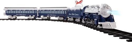 Lionel Battery-Operated Silver Bells Express Toy Train Set - Locomotive, Cars, Track & Remote with Sounds & Lights for Kids 4+