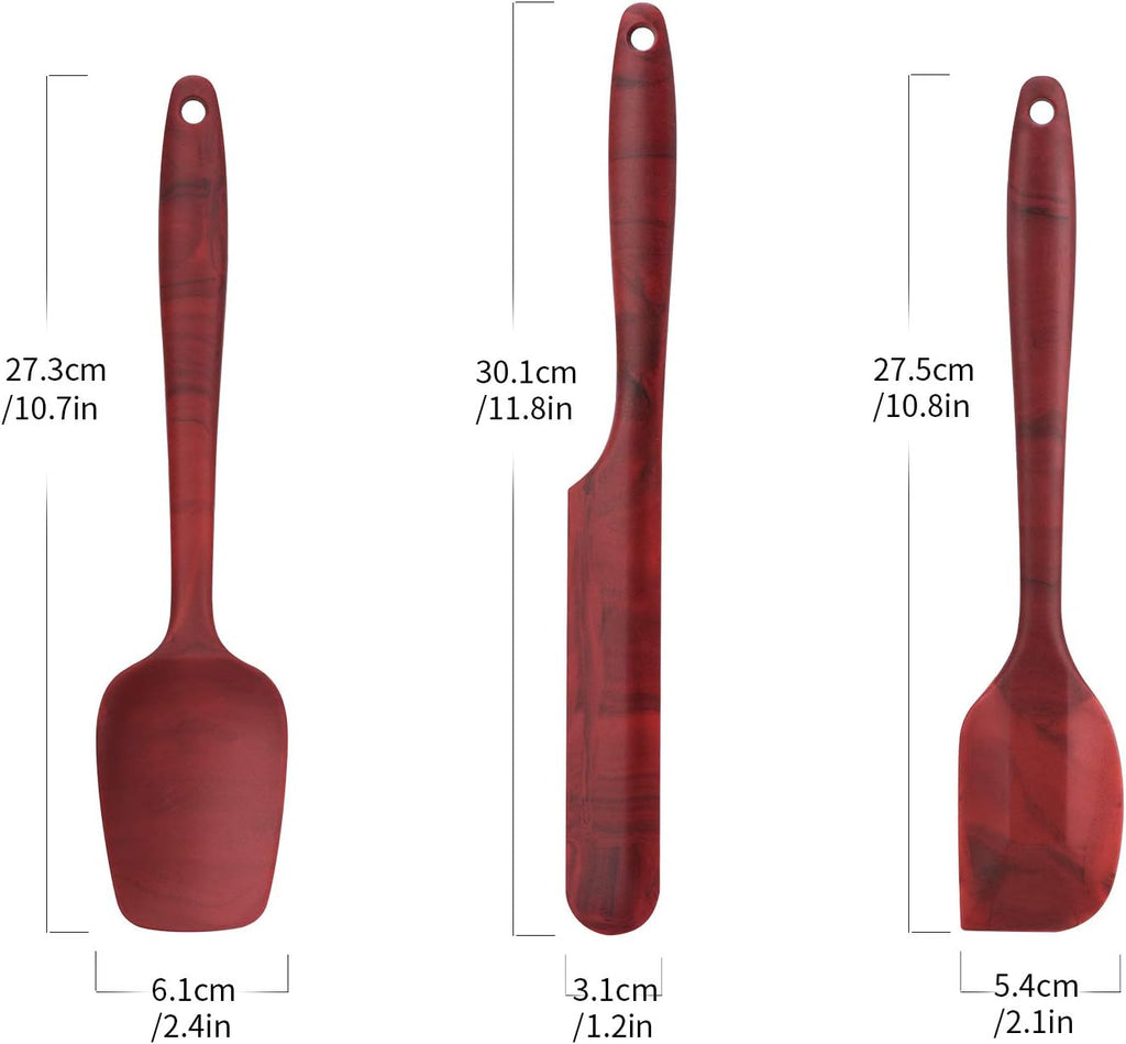 Skiennix Silicone Spatula Set - BPA-Free, High-Temperature Resistant, Non-Stick Design | 3-Pack with Marble Pattern