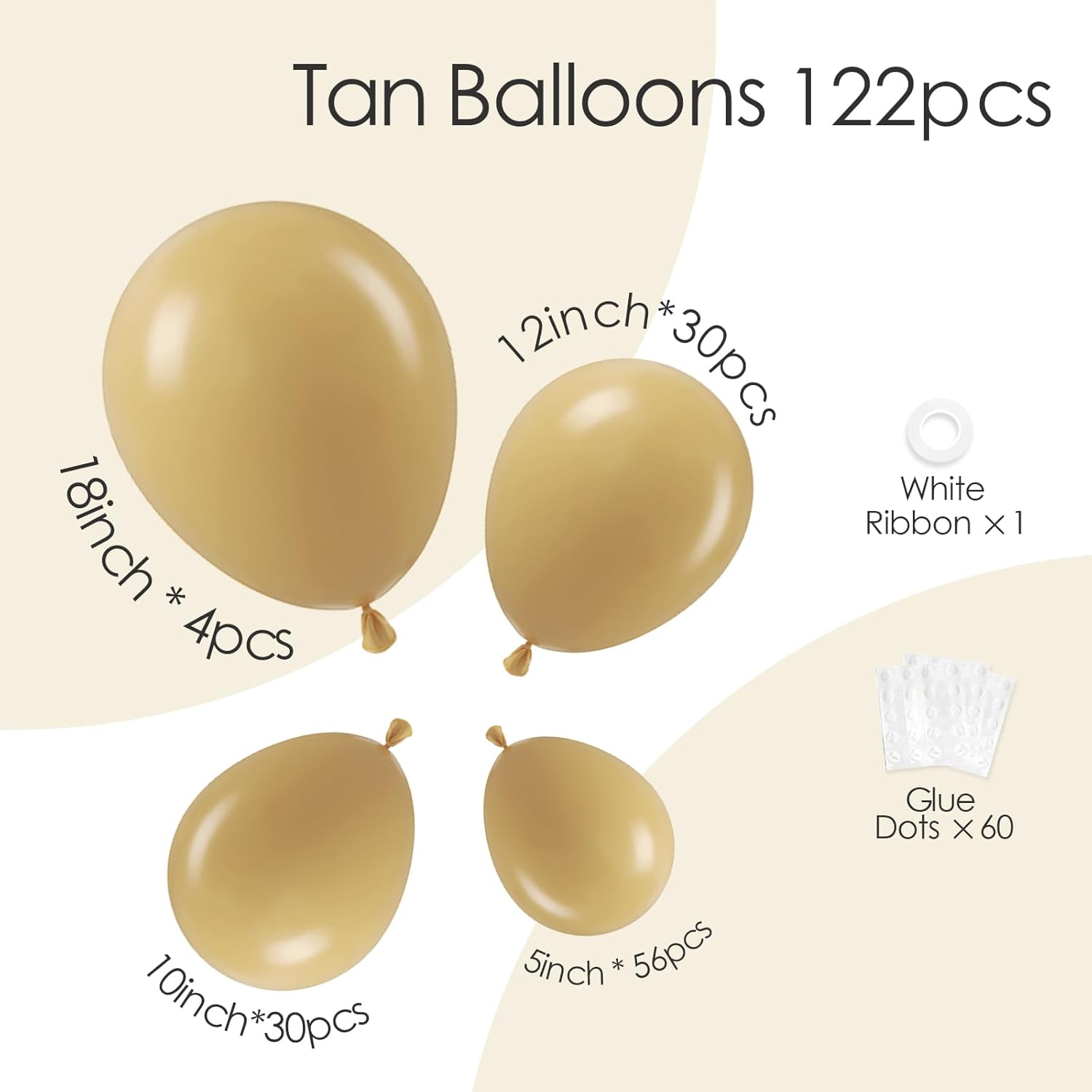 Skiennix 120pcs Tan Balloons - Light Brown Balloon Arch Kit for Boho Wedding & Party Decor | 5-18 Inch Sizes