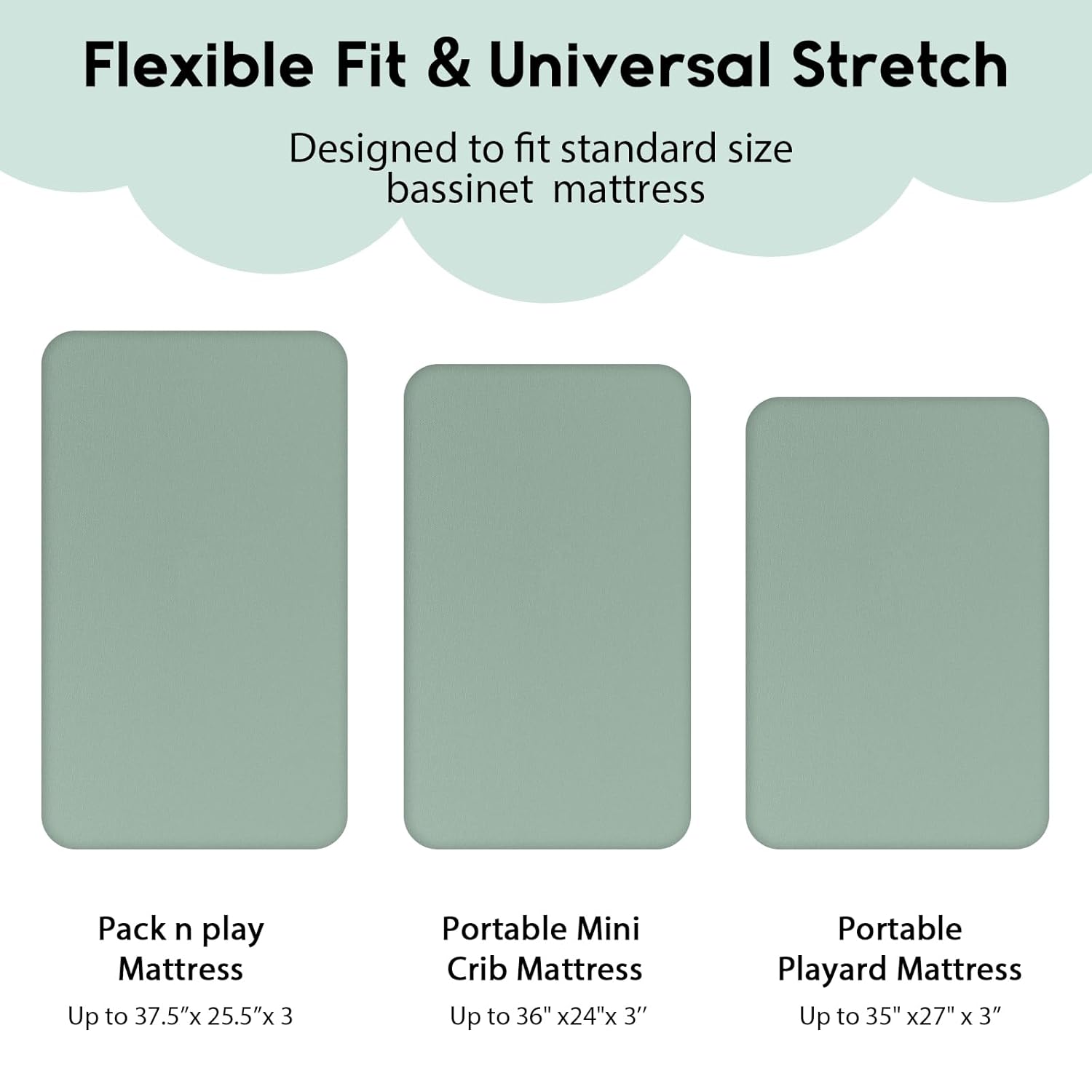 Yoofoss Fitted Pack and Play Sheets - Soft, Breathable Mini Crib Sheets 2-Pack in Green & Giraffe Design
