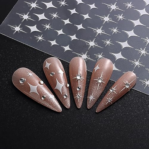 Star Nail Stickers 8 Sheets 3D Self-Adhesive Nail Art Decals