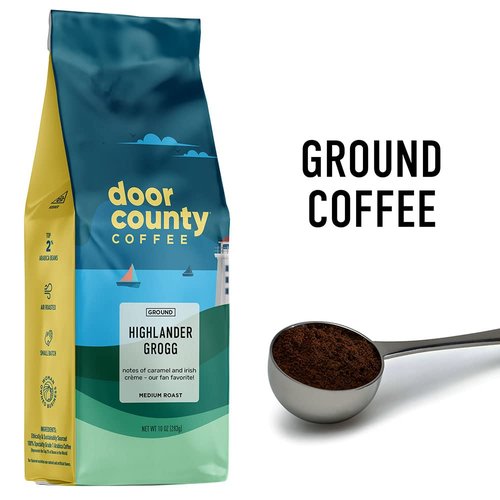 Door County Coffee Highlander Grogg Ground Coffee - 10 oz Bag - Medium Roast - 100% Specialty Arabica